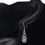 Turquoise Celtic Knot Drop Dangle Hook Earrings - e299